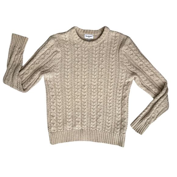 Goodfellow & Co Beige Cable Knit Sweater Mens Medium Classic Normcore Minimalist - Picture 1 of 14